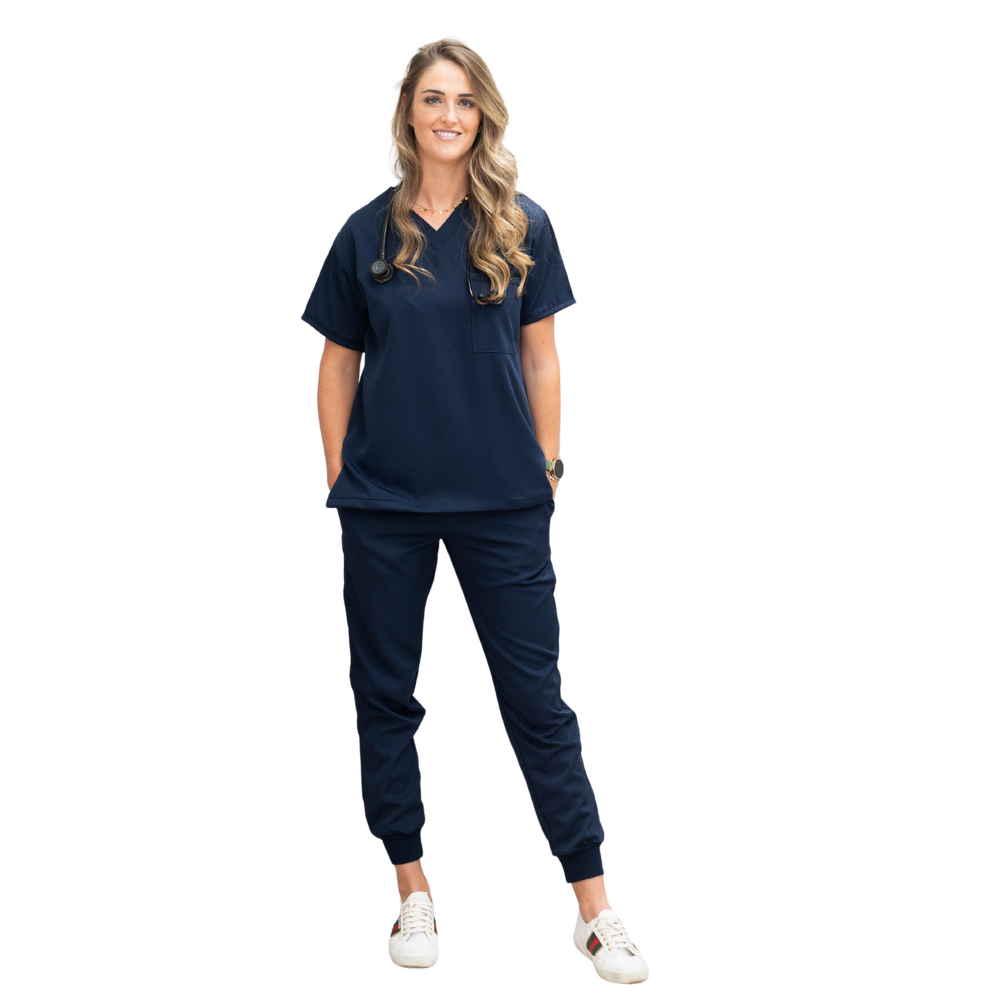 Female Amalfi Navy Jogger Set