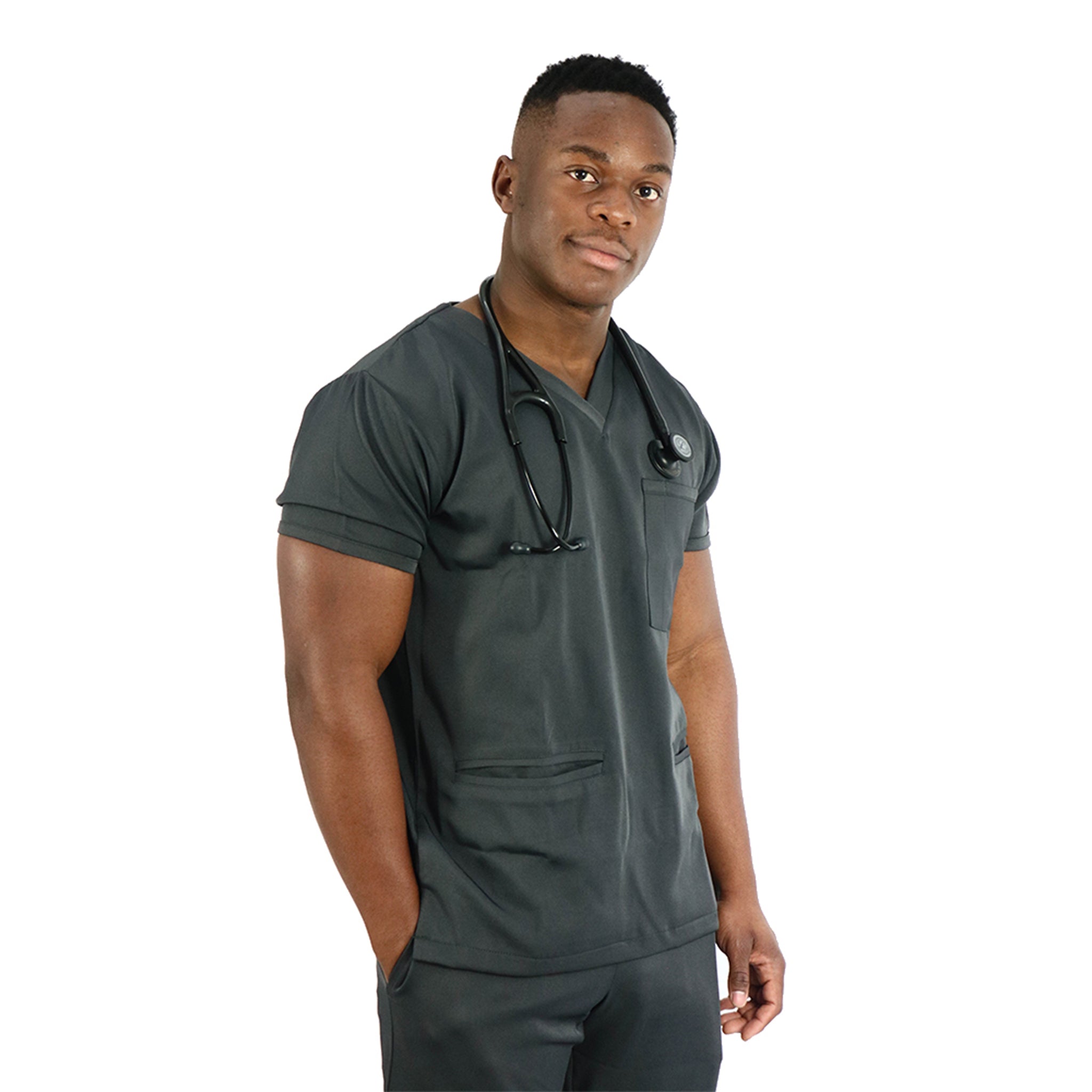 Male Charcoal Grey Scrub Set