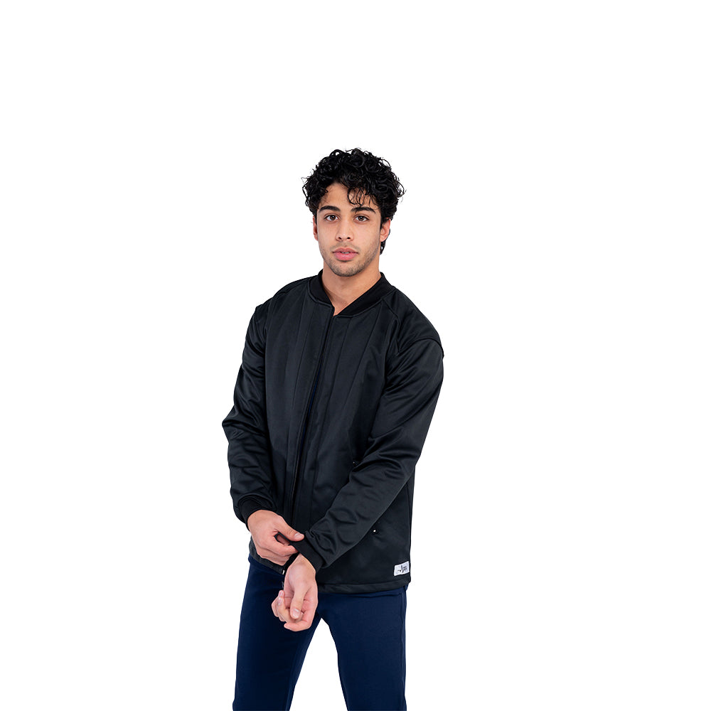 Jet Black Water-Repellent Bomber Jacket