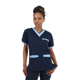 Female Amalfi Blue with Sky Trim Scrub Set