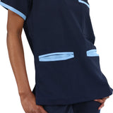 Female Amalfi Blue with Sky Trim Scrub Set