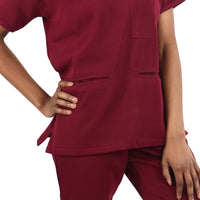 Female Garnet Maroon Scrub Set